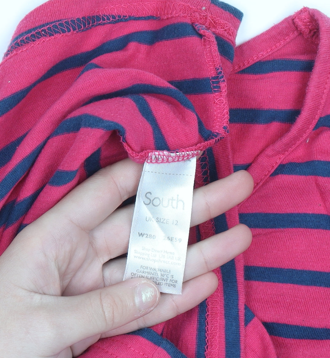 South Women's Pink Striped Long Sleeve Basic T-Shirt Size 12