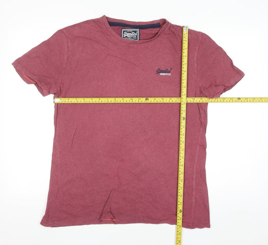 Superdry Men’s Burgundy Vintage Orange Label Cotton T-Shirt Size L