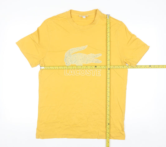Lacoste Men's Yellow Regular Fit Logo Cotton T-Shirt Size L