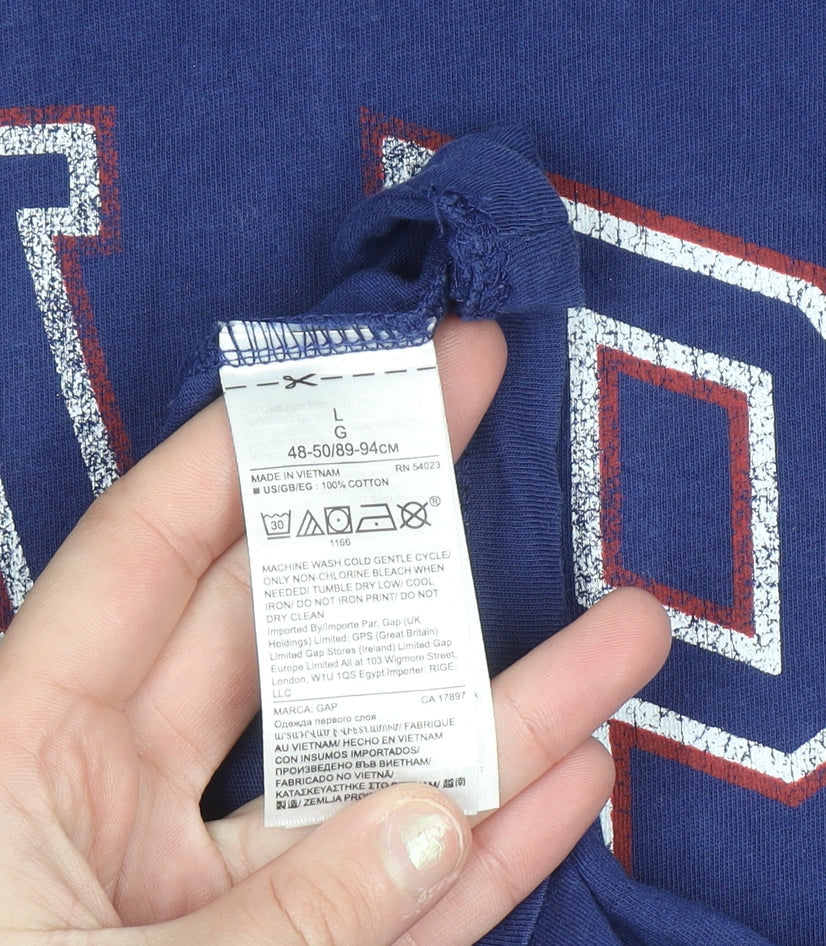 GAP Men's Blue Paris Graphic Crew Neck Cotton T-Shirt Size L