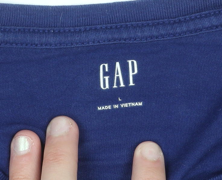 GAP Men's Blue Paris Graphic Crew Neck Cotton T-Shirt Size L
