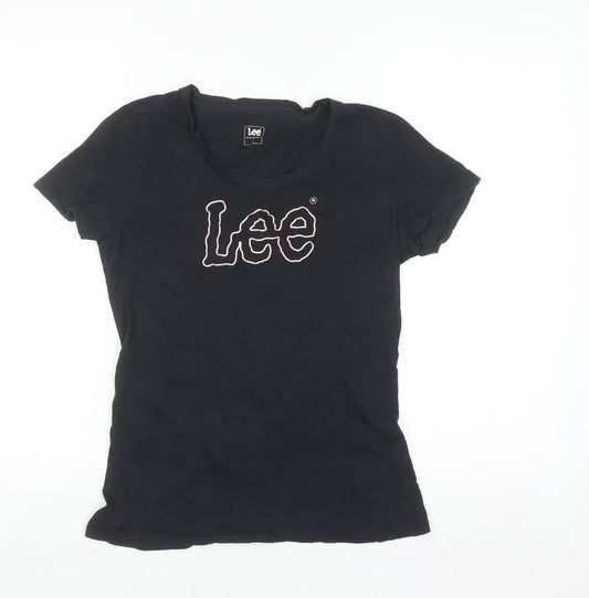 Lee Women’s Black Cotton T-Shirt S Classic Short Sleeve Top