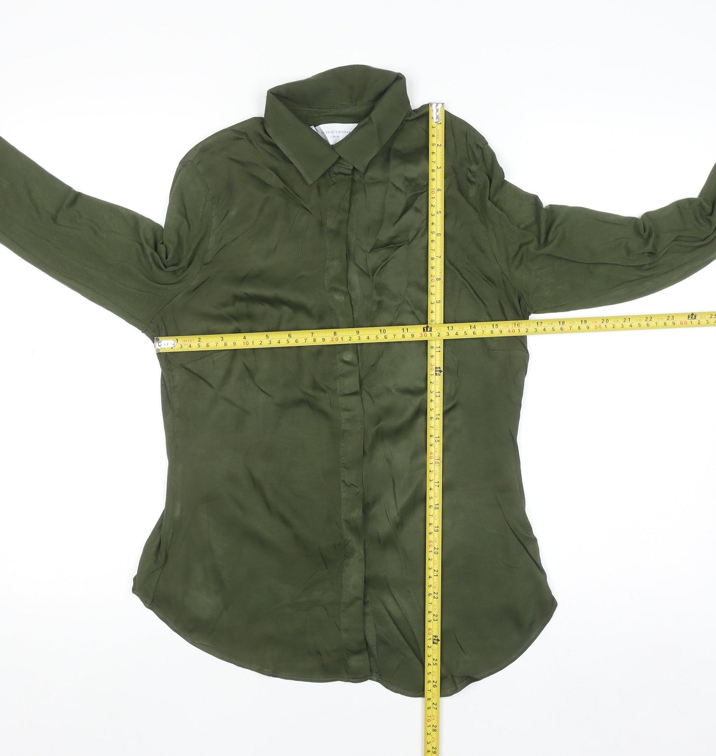 The Shirt Company Women’s Green Long Sleeve Button-Up Blouse UK 8