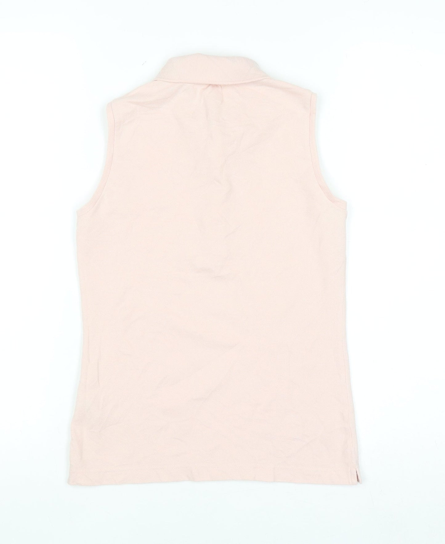 Lacoste Womens Pink Sleeveless Polo Shirt Size 6 Slim Fit Cotton