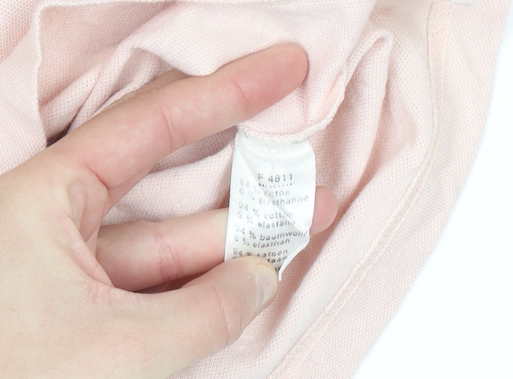 Lacoste Womens Pink Sleeveless Polo Shirt Size 6 Slim Fit Cotton