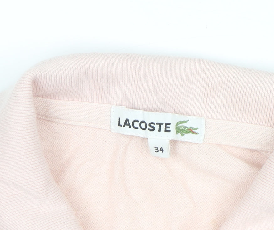 Lacoste Womens Pink Sleeveless Polo Shirt Size 6 Slim Fit Cotton