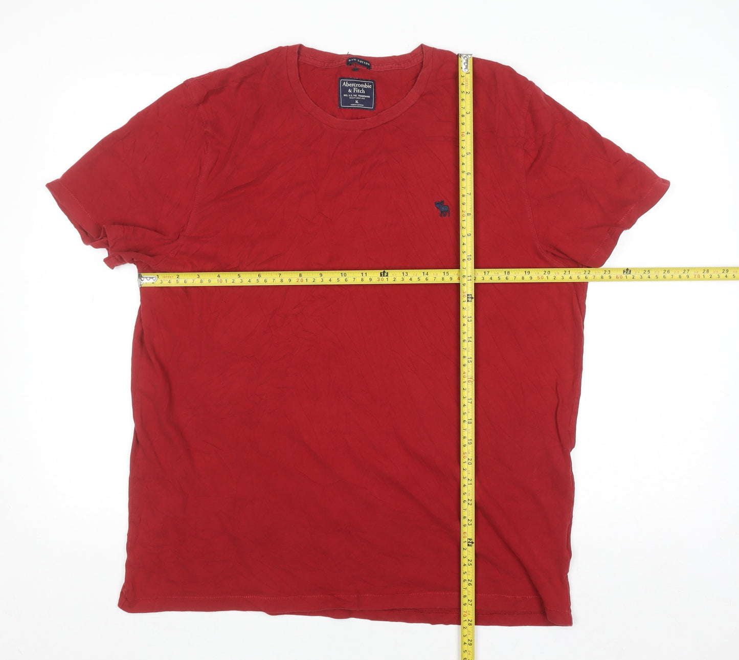 Abercrombie & Fitch Men's Red XL Crew Neck Cotton T-Shirt