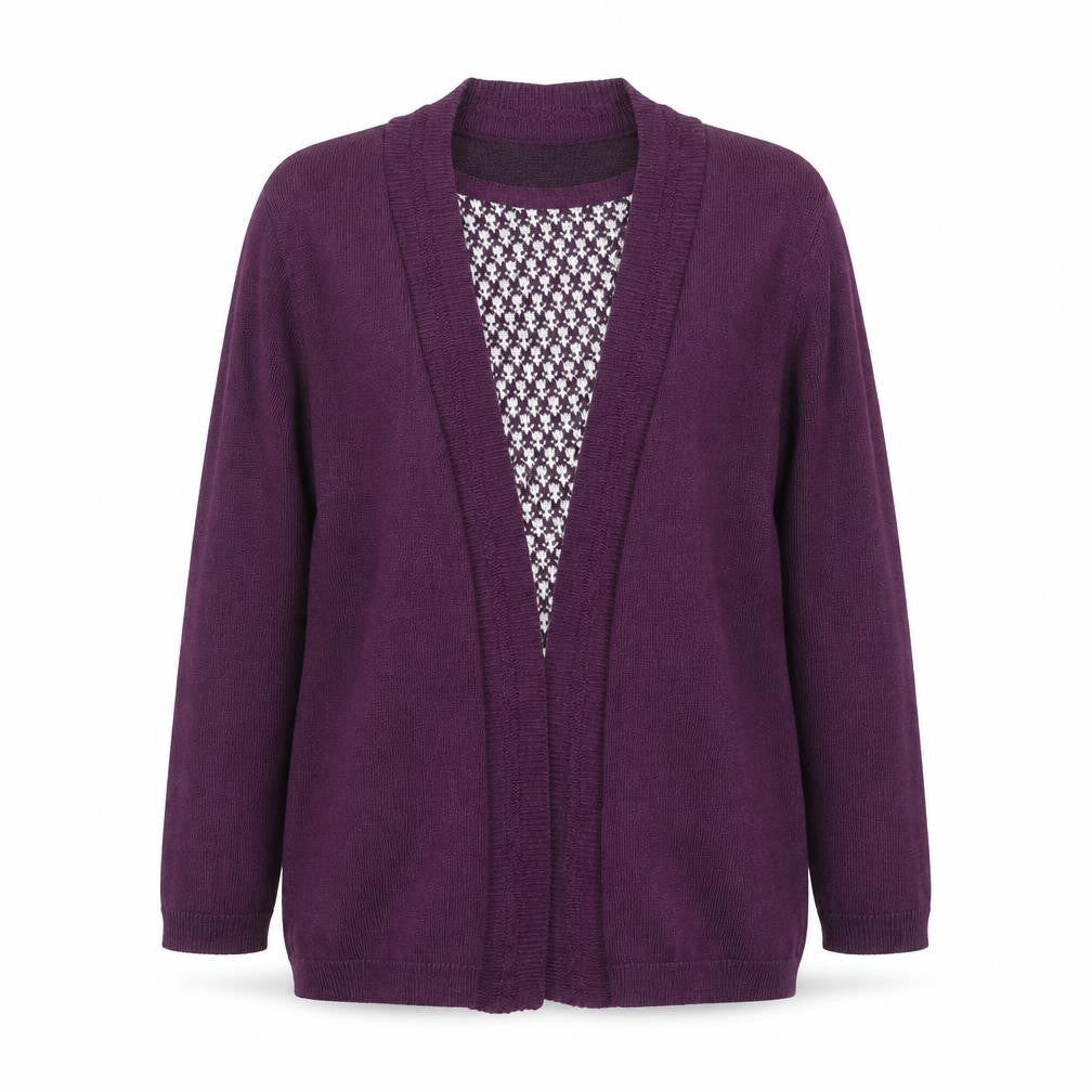 Jenny Loyd Womens Purple Knit Long Sleeve Open Cardigan M
