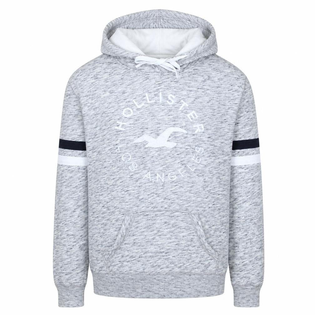 Hollister Men's Grey XS Pullover Hoodie with Logo Design