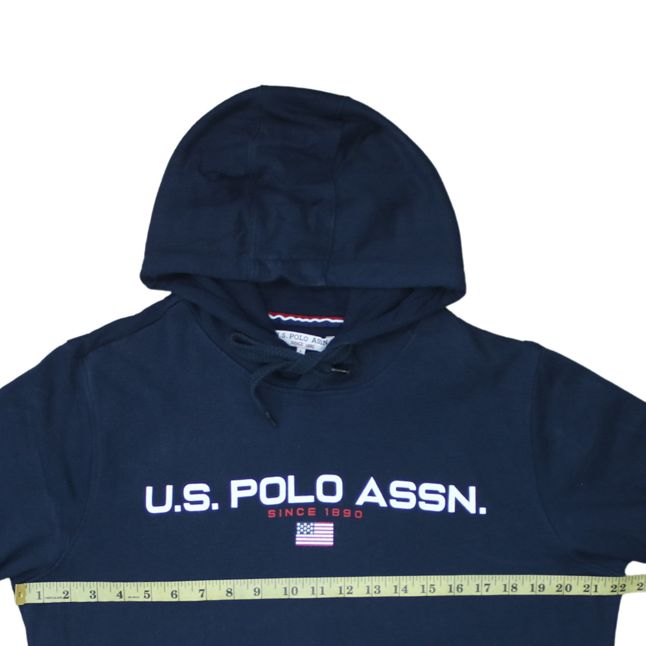 U.S. Polo Assn. Men's Blue Pullover Hoodie L Logo Graphic Cotton