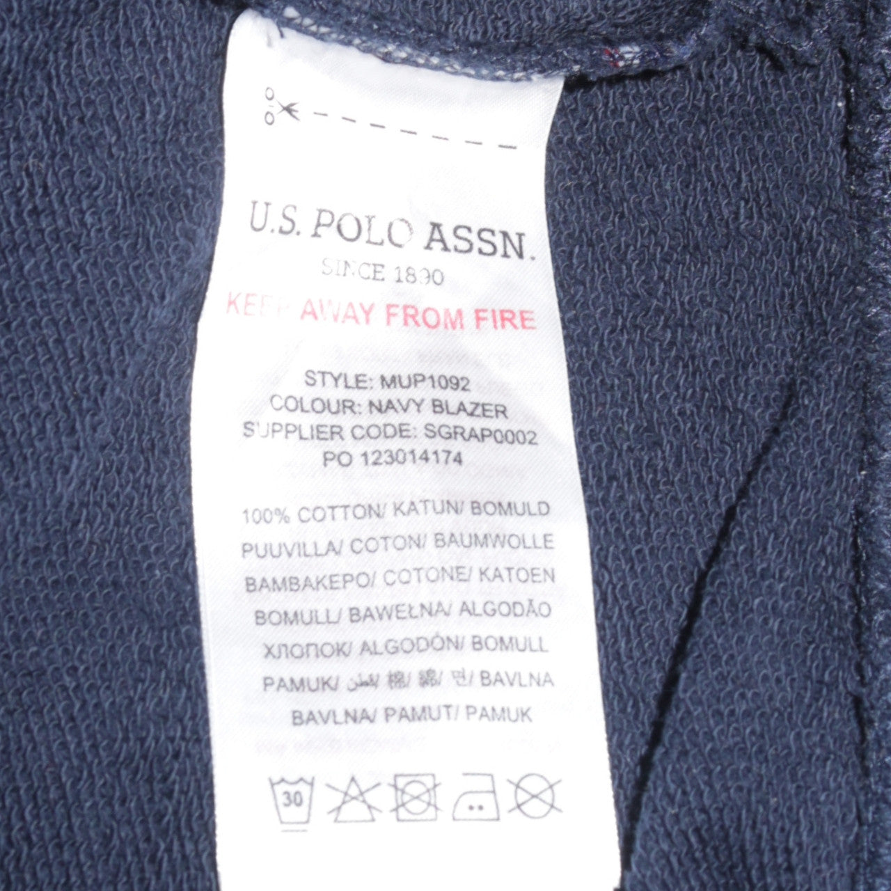 U.S. Polo Assn. Men's Blue Pullover Hoodie L Logo Graphic Cotton
