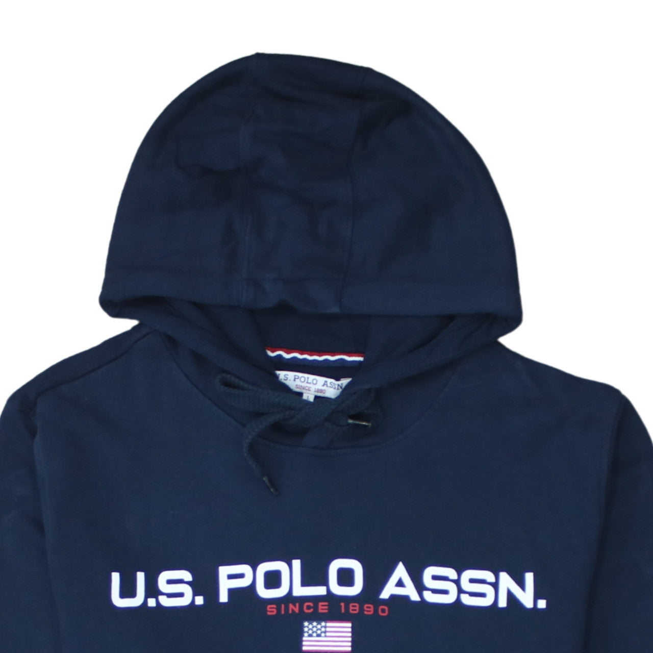 U.S. Polo Assn. Men's Blue Pullover Hoodie L Logo Graphic Cotton