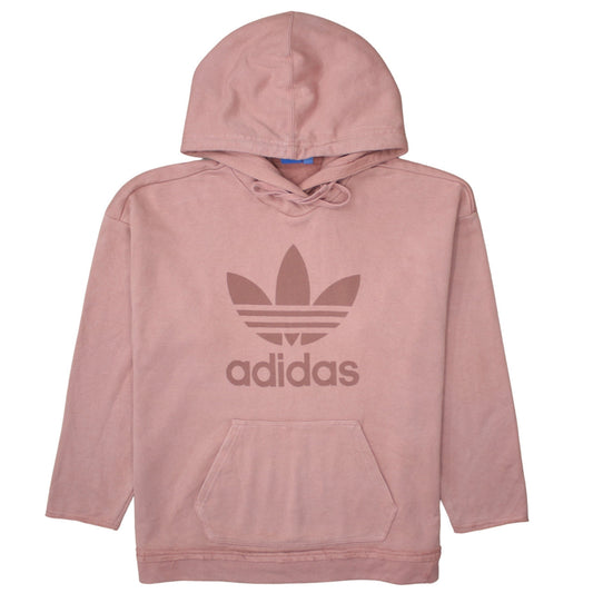 Adidas Womens Pink Pullover Hoodie UK 14 Logo Print Casual Sweatshirt