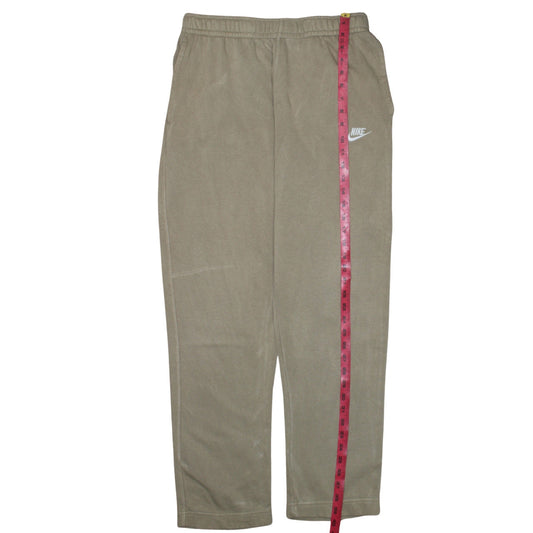 Nike Men's Beige Fleece Sweatpants L Regular Fit Elastic Waist