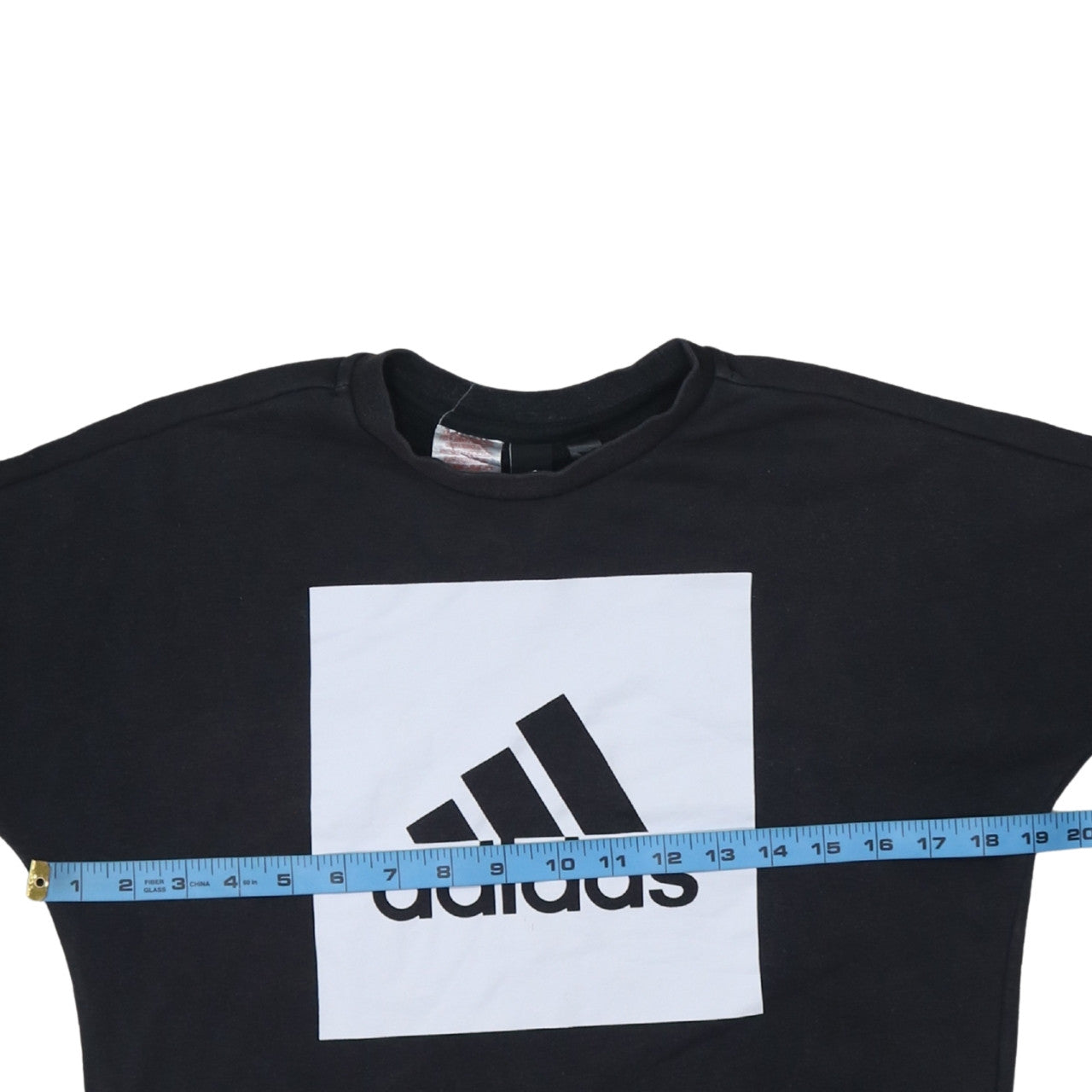 Adidas Boys Black Pullover Sweatshirt 9-10 Years Regular Fit Logo Fleece