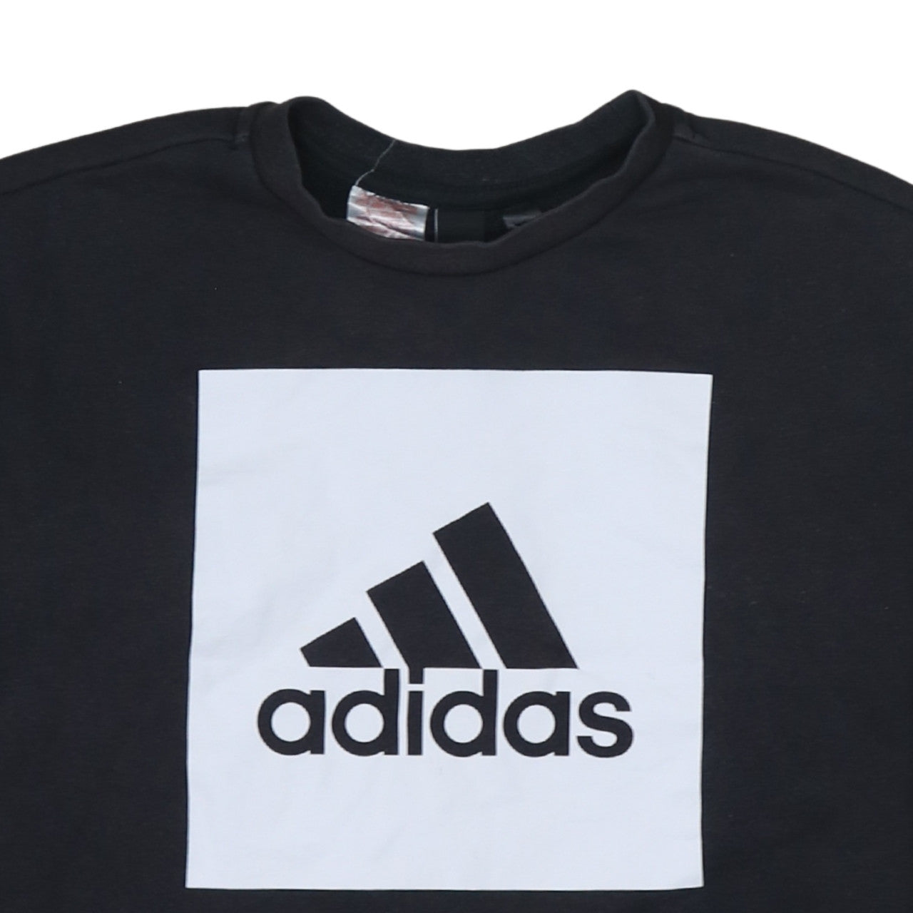 Adidas Boys Black Pullover Sweatshirt 9-10 Years Regular Fit Logo Fleece