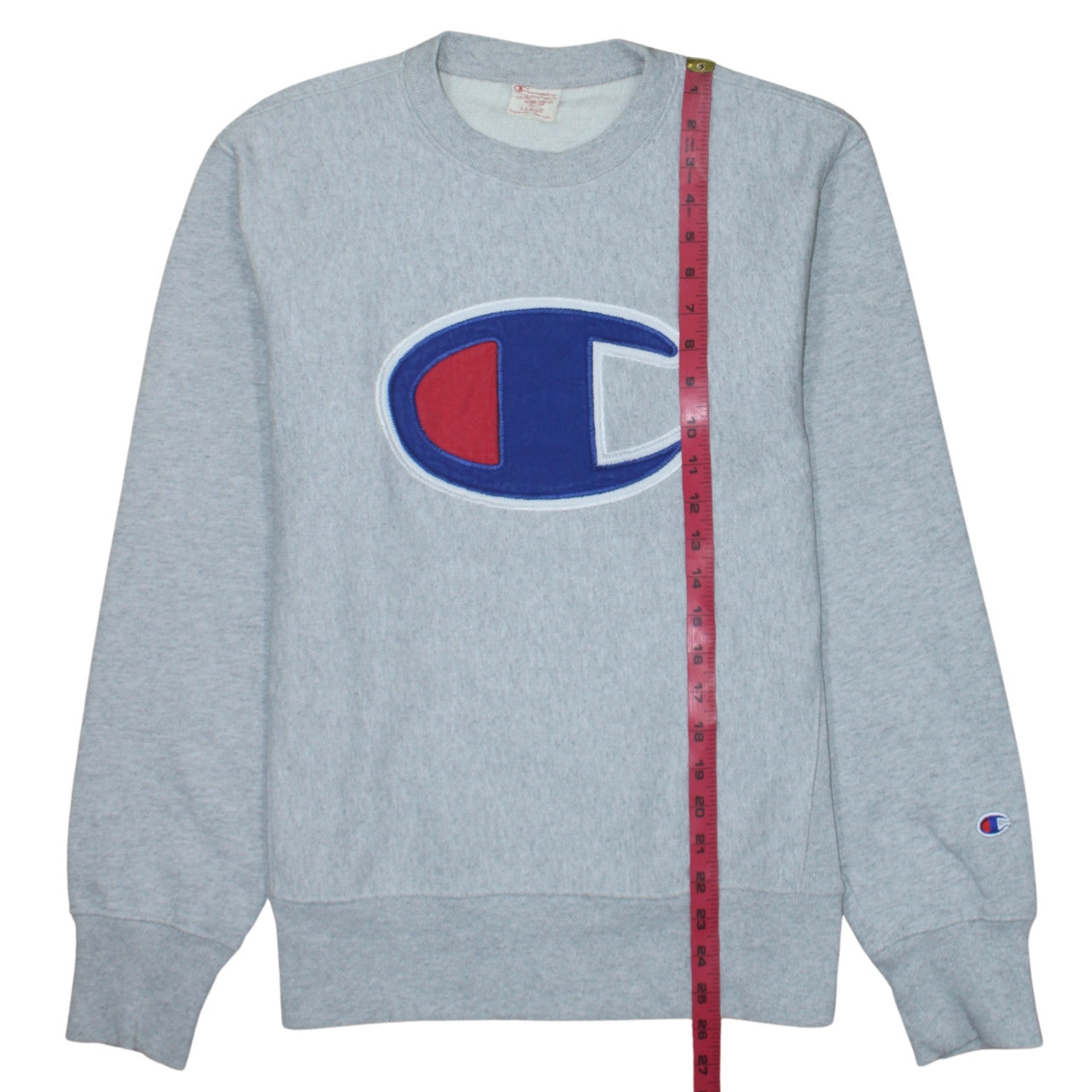 Champion Mens Grey Large Pullover Crew Neck Logo Sweatshirt