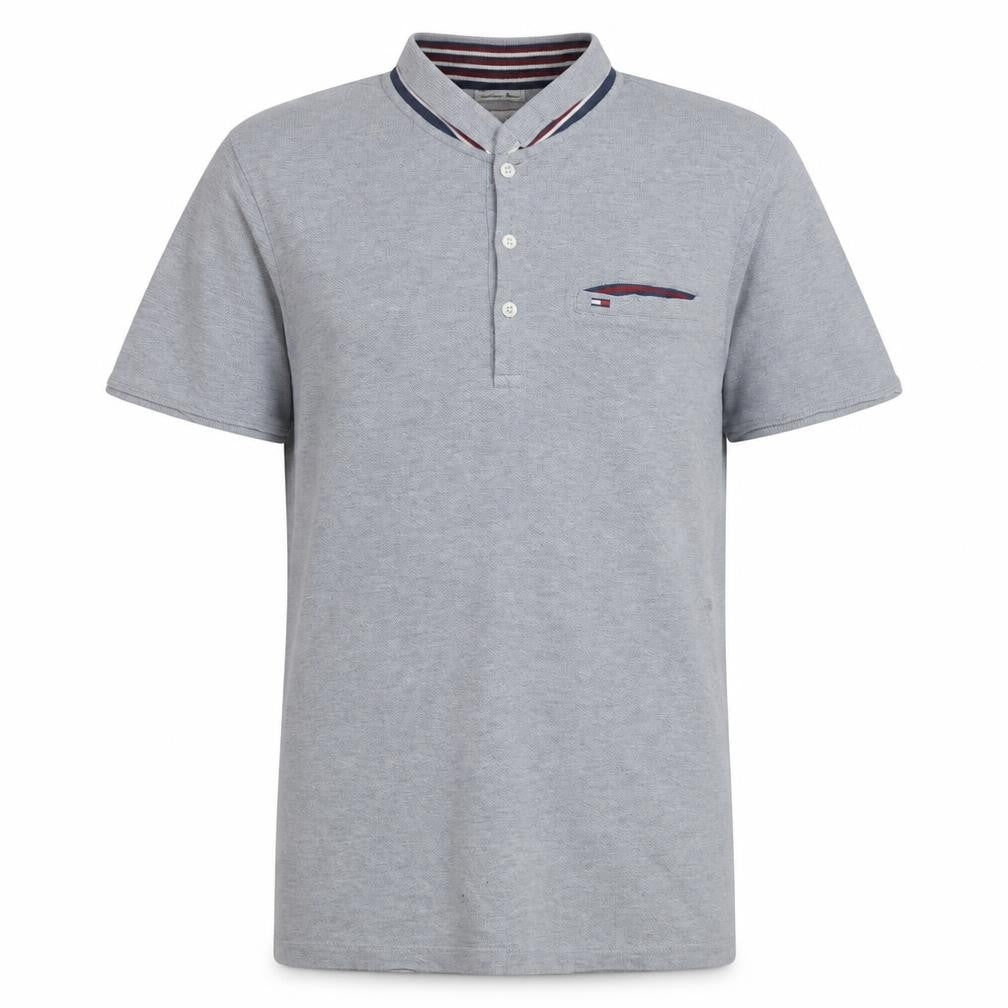 Hilfiger Denim Men's Grey Stand Collar Polo Shirt Size L