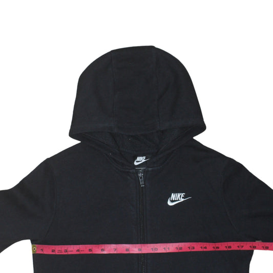 Nike Boys Black Full Zip Hoodie XL 158-170cm Sweatshirt Lined Hooded