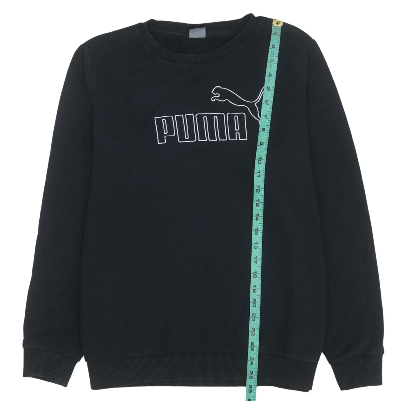 Puma Womens Black XL Pullover Sweatshirt Crew Neck Logo Print