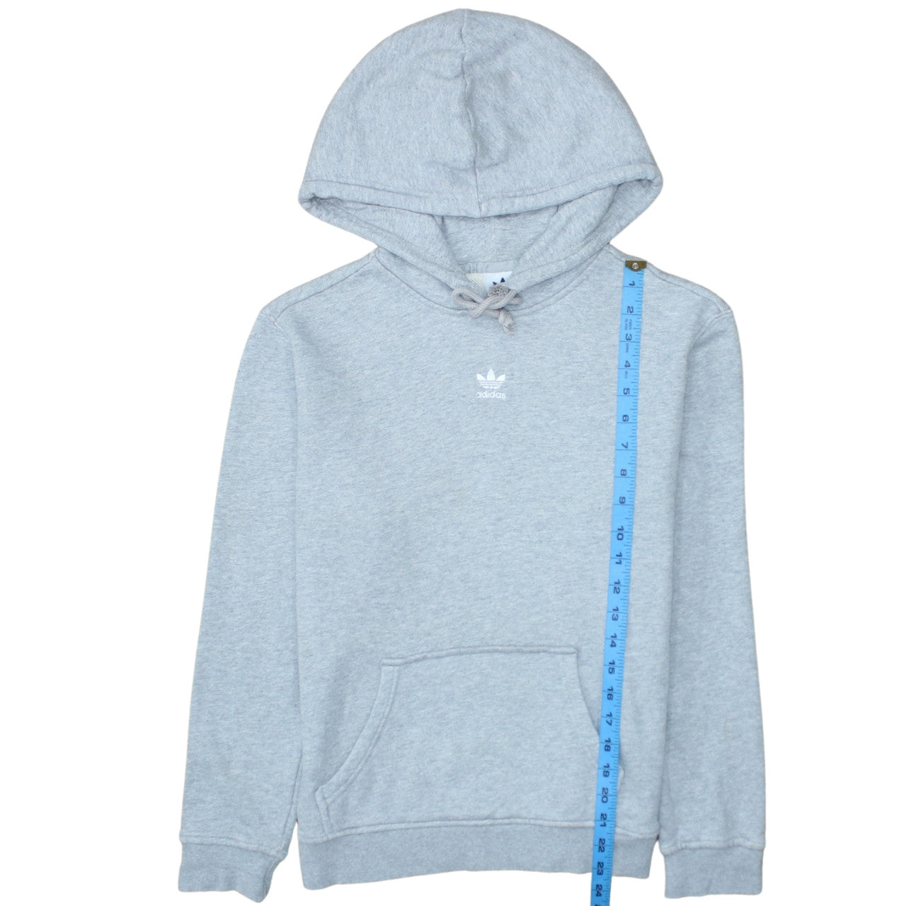 Adidas Women Grey Pullover Hoodie Size 8 Logo Hooded Sweatshirt