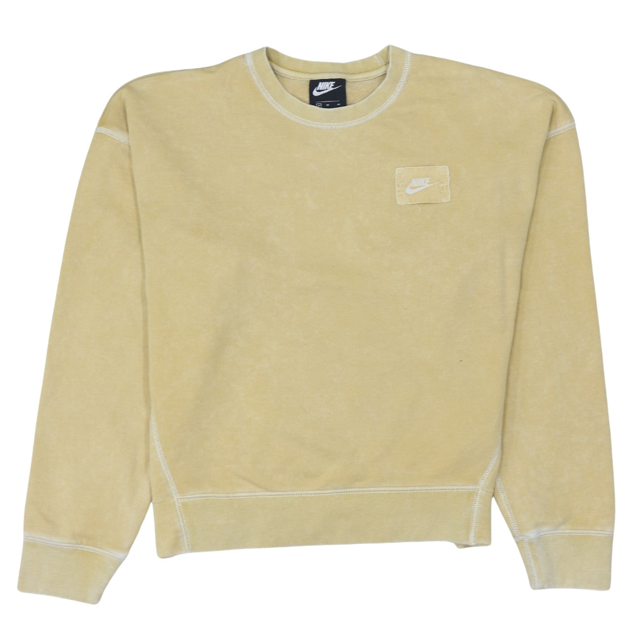 Nike Women Beige Crew Neck Pullover Sweatshirt M Cotton Blend