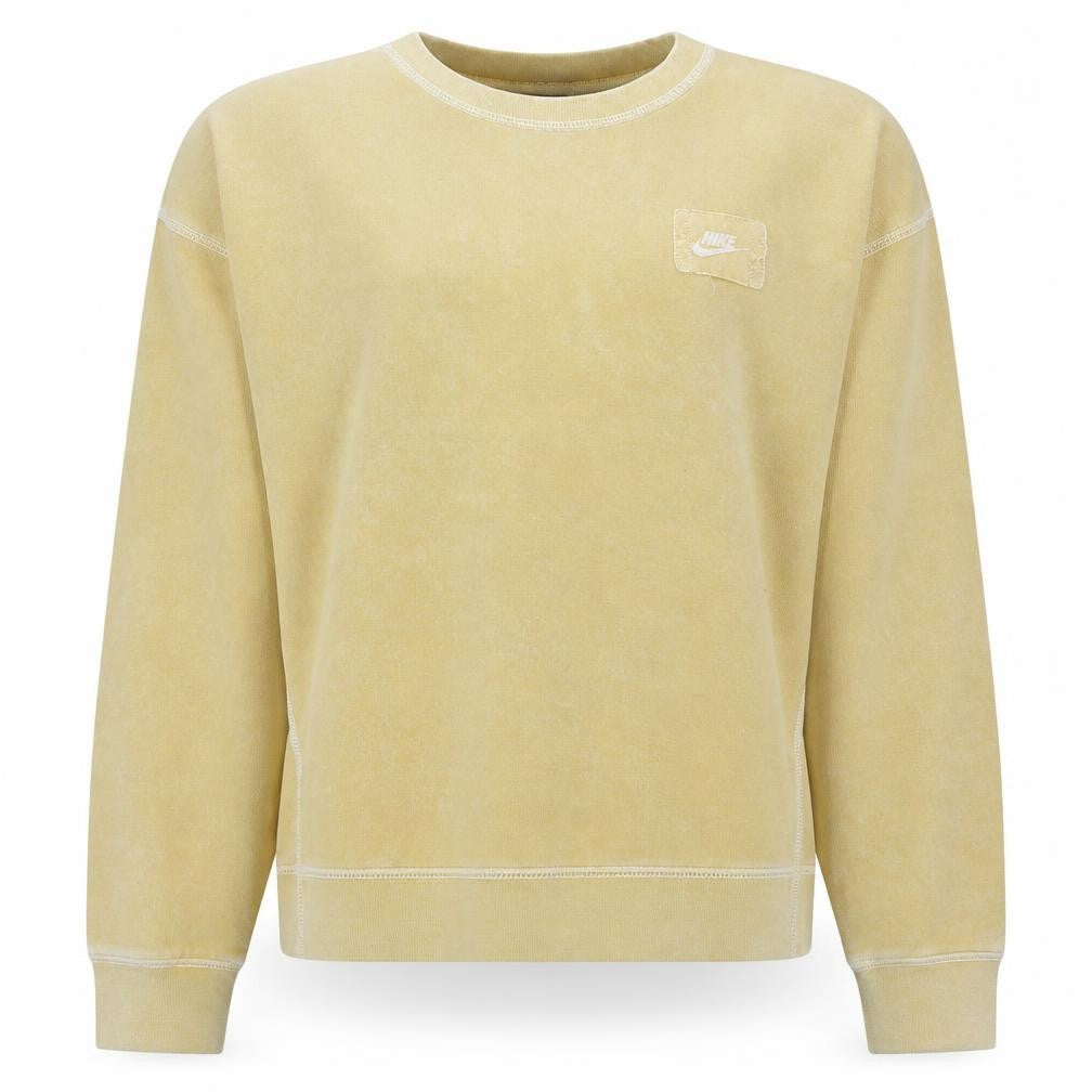 Nike Women Beige Crew Neck Pullover Sweatshirt M Cotton Blend