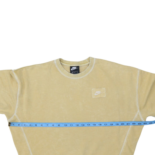 Nike Women Beige Crew Neck Pullover Sweatshirt M Cotton Blend
