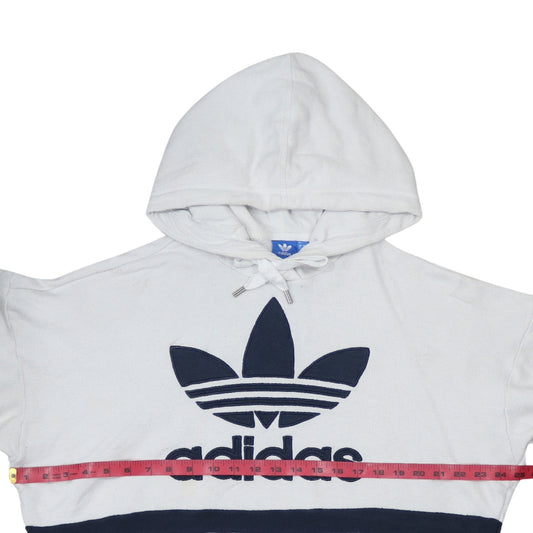 Adidas Womens White Grey Navy Hoodie Size 16 Pullover Cotton