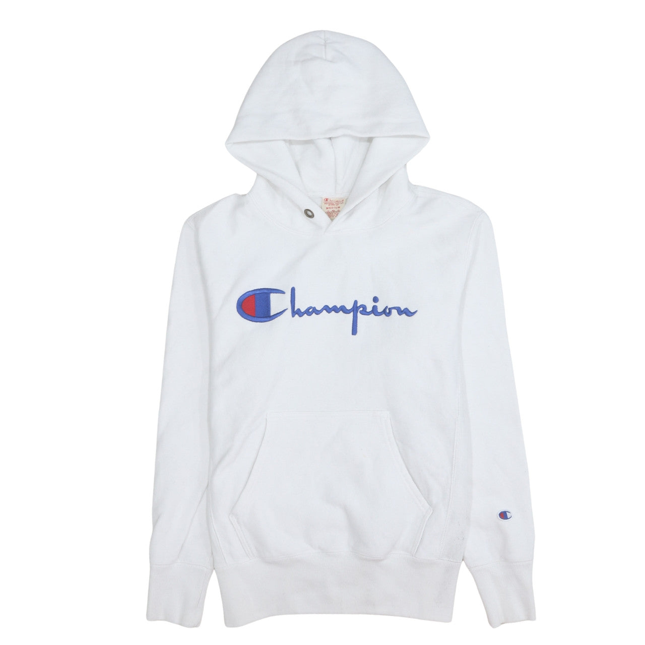 Champion Men's White Medium Pullover Hoodie with Embroidered Logo