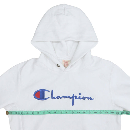 Champion Men's White Medium Pullover Hoodie with Embroidered Logo
