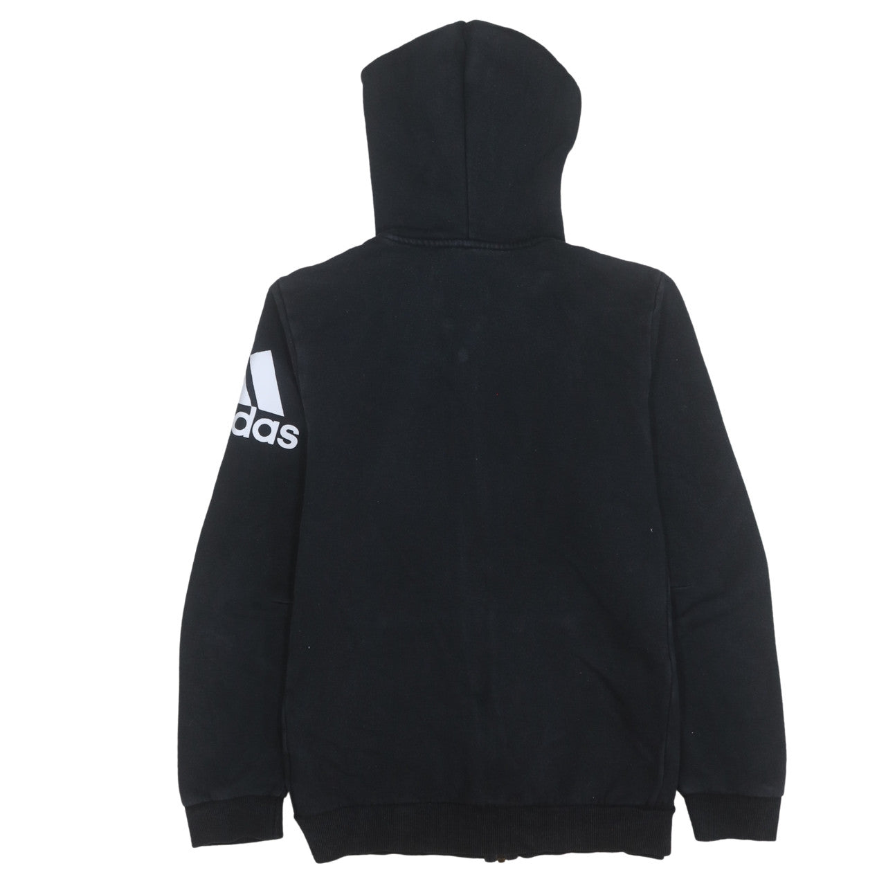 Adidas Boys Black Full Zip Hoodie Size 15-16 Years Cotton Blend