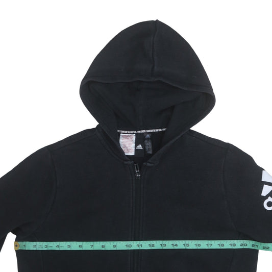 Adidas Boys Black Full Zip Hoodie Size 15-16 Years Cotton Blend