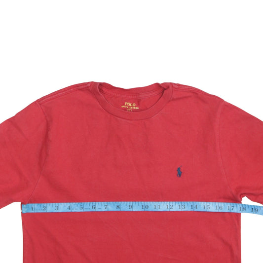 Ralph Lauren Boys Red Cotton Logo Short Sleeve T-Shirt Size L