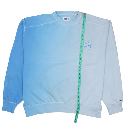 Tommy Jeans Men's Blue L Pullover Sweatshirt Crew Neck Logo Cotton