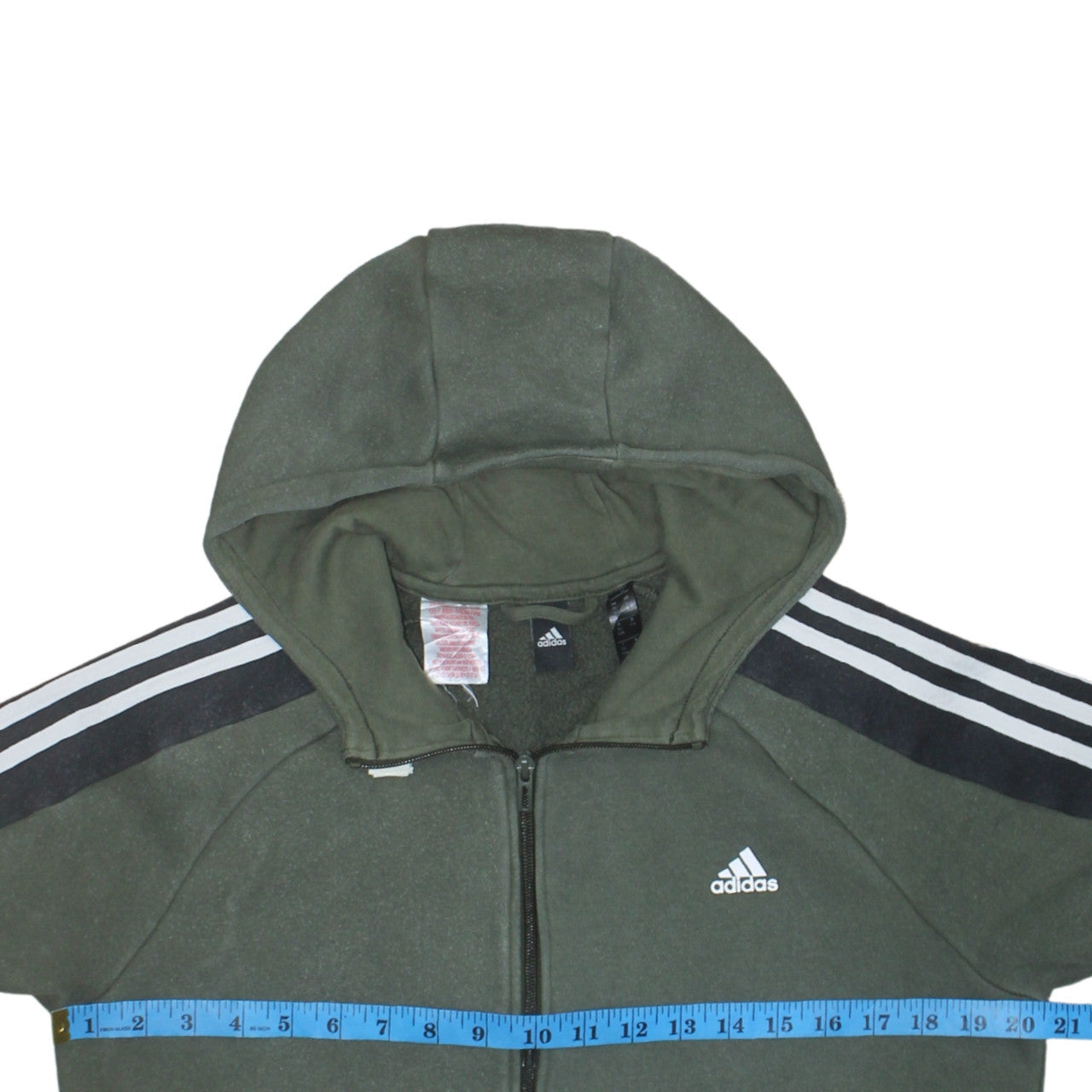 Adidas Boys Green Full Zip Hoodie Size XL - Hooded Fleece Sweatshirt