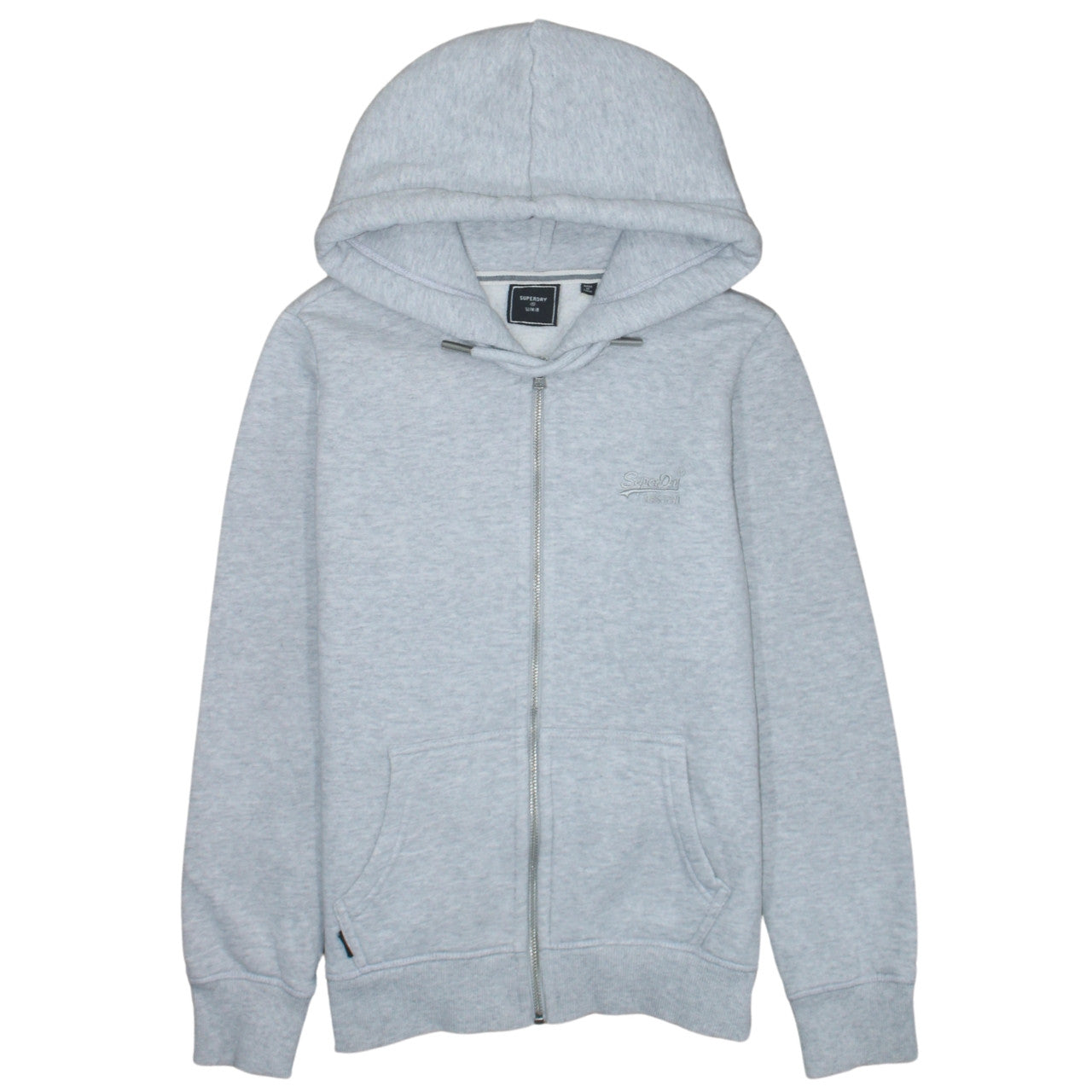 Superdry Womens Grey Full Zip Hoodie Size L Soft Fleece Sweatshirt