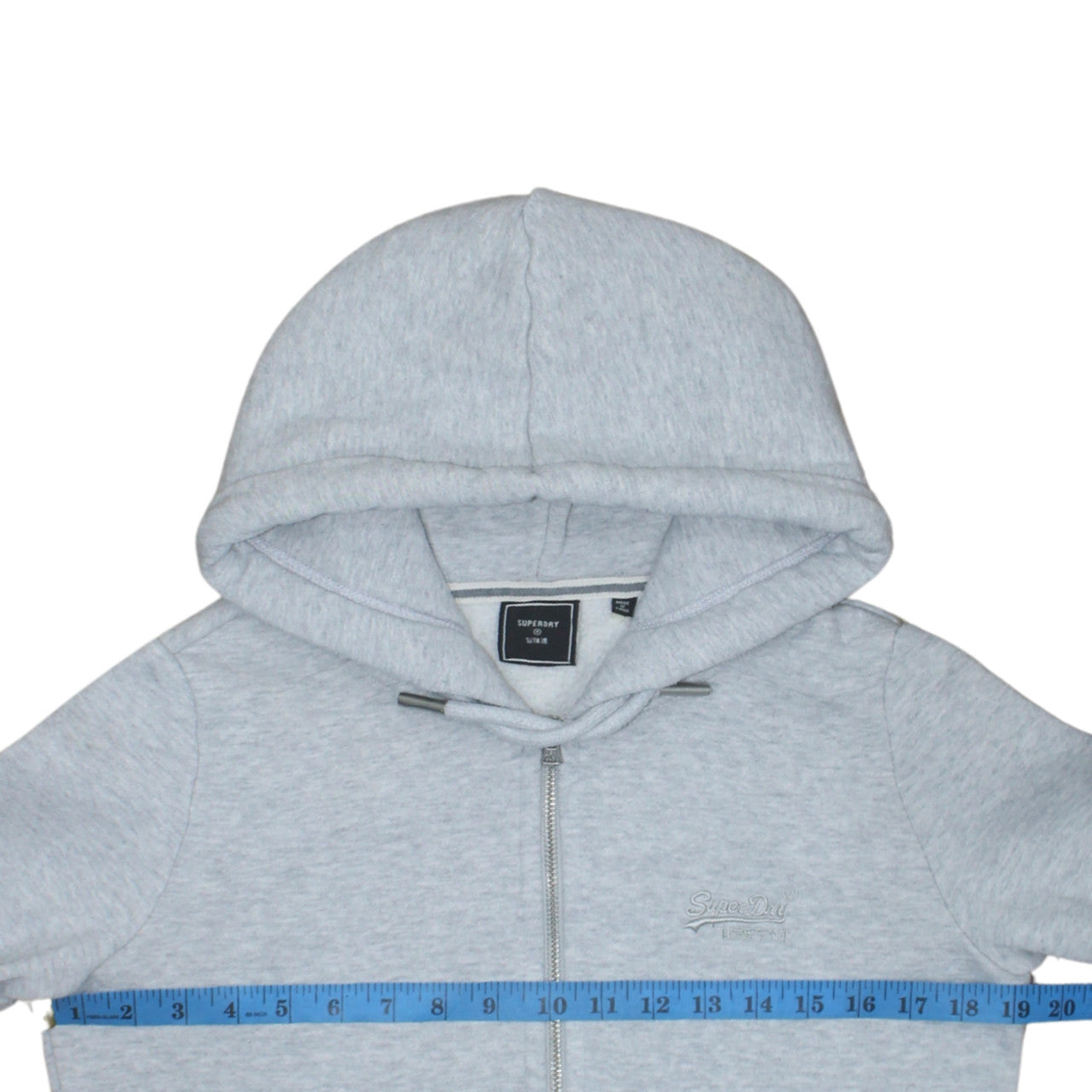 Superdry Womens Grey Full Zip Hoodie Size L Soft Fleece Sweatshirt