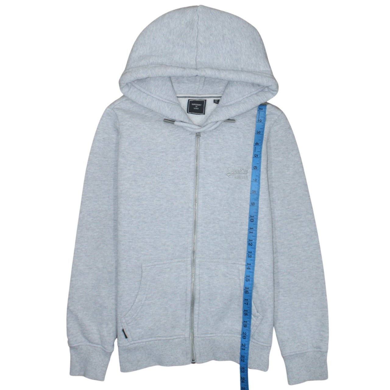 Superdry Womens Grey Full Zip Hoodie Size L Soft Fleece Sweatshirt