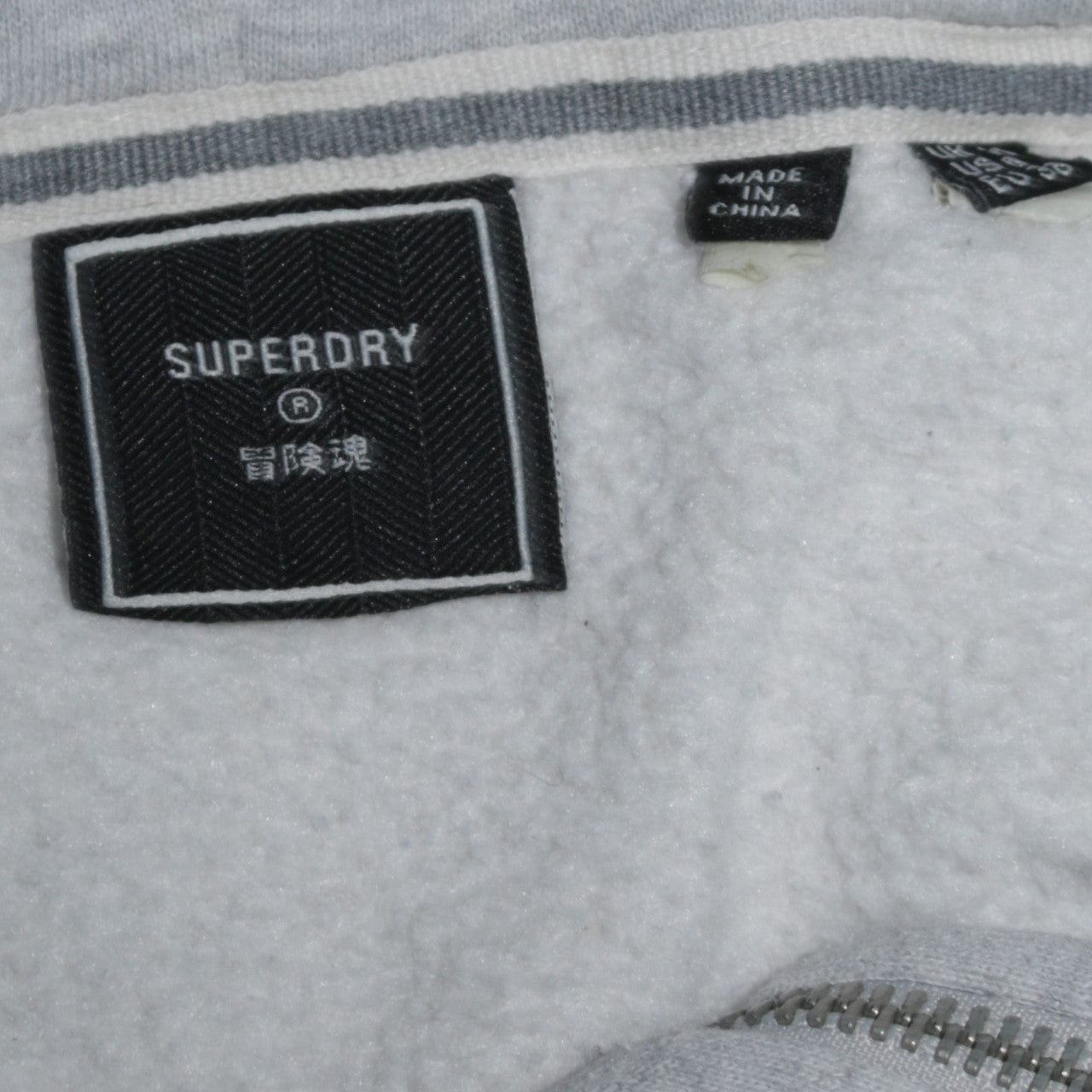 Superdry Womens Grey Full Zip Hoodie Size L Soft Fleece Sweatshirt
