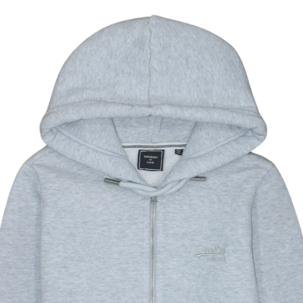 Superdry Womens Grey Full Zip Hoodie Size L Soft Fleece Sweatshirt