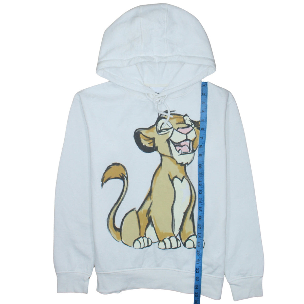 Close-up detail of Disney x Primark Women White XS Hoodie with Lion King Graphic