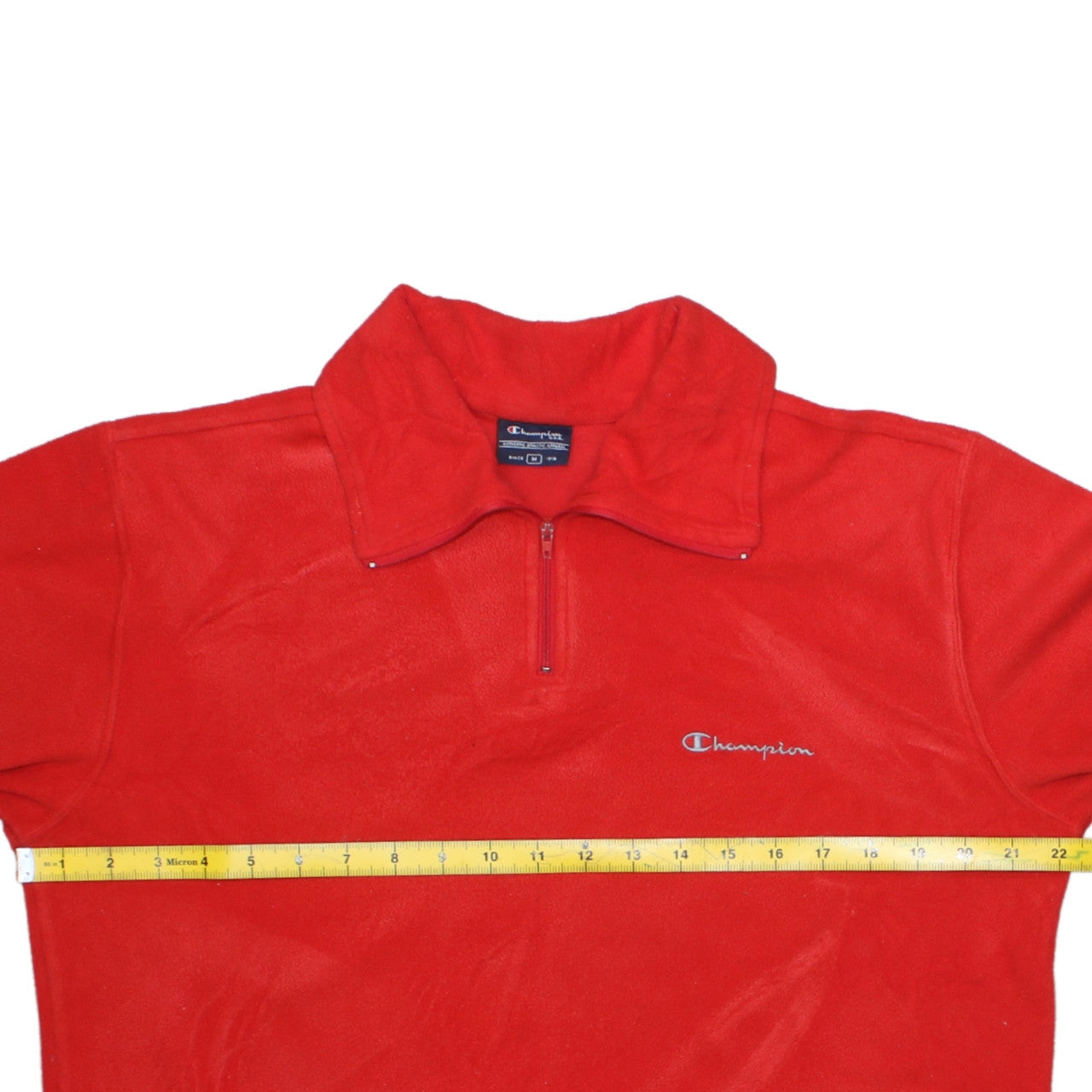 Champion Mens Red Fleece Quarter Zip Pullover Sweatshirt Size M