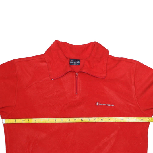 Champion Mens Red Fleece Quarter Zip Pullover Sweatshirt Size M