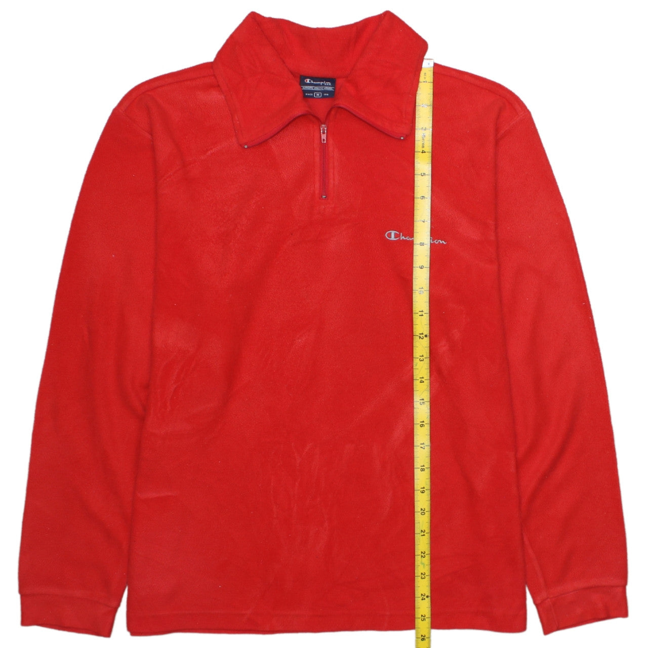 Champion Mens Red Fleece Quarter Zip Pullover Sweatshirt Size M