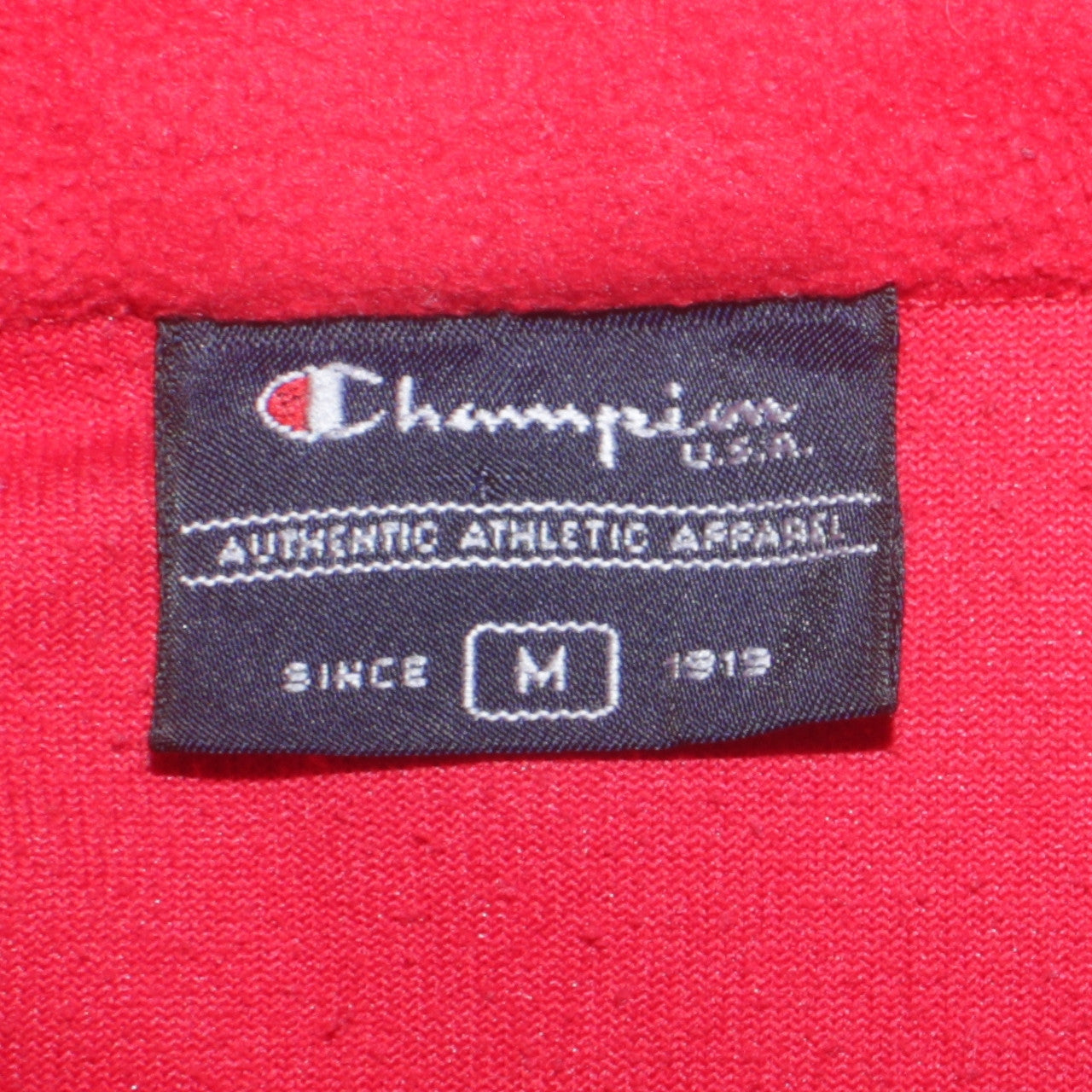 Champion Mens Red Fleece Quarter Zip Pullover Sweatshirt Size M