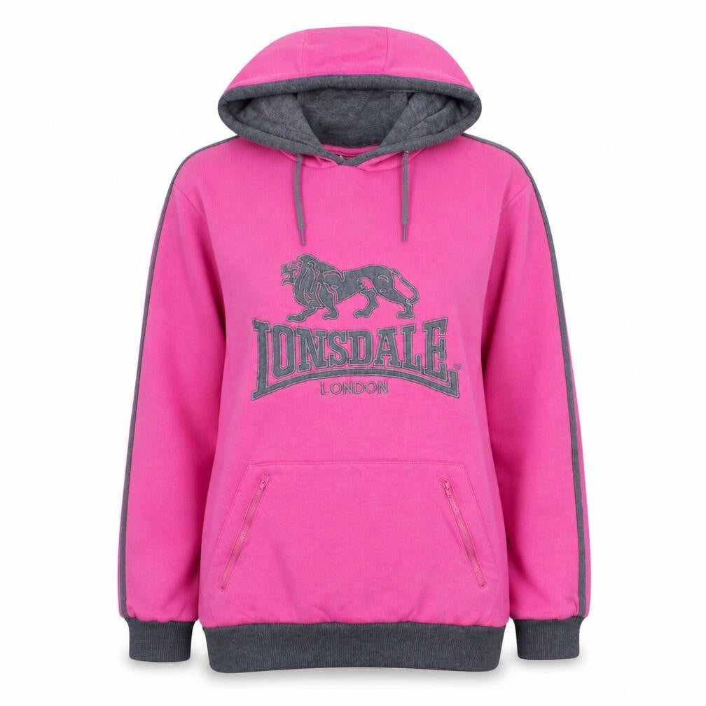 Lonsdale Women Pink Pullover Hoodie Size 14 Logo Sportswear