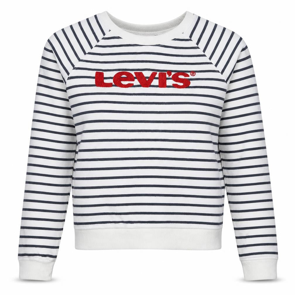 Levi's Women's Navy Stripe Crew Neck Pullover Sweatshirt Size S