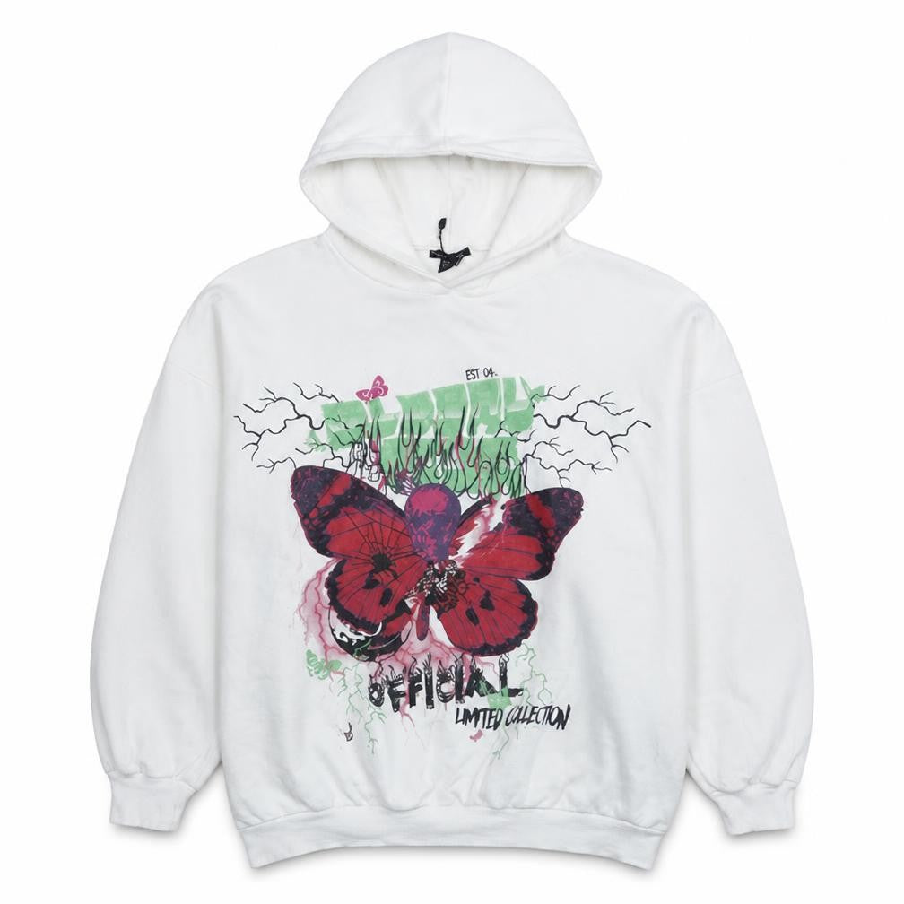 Boohoo Women's White Graphic Butterfly Pullover Hoodie Size S