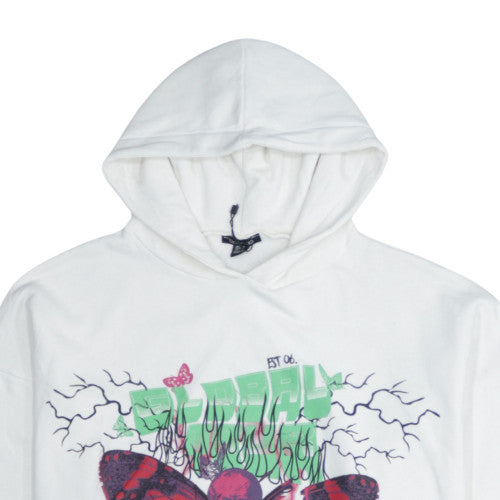 Boohoo Women's White Graphic Butterfly Pullover Hoodie Size S